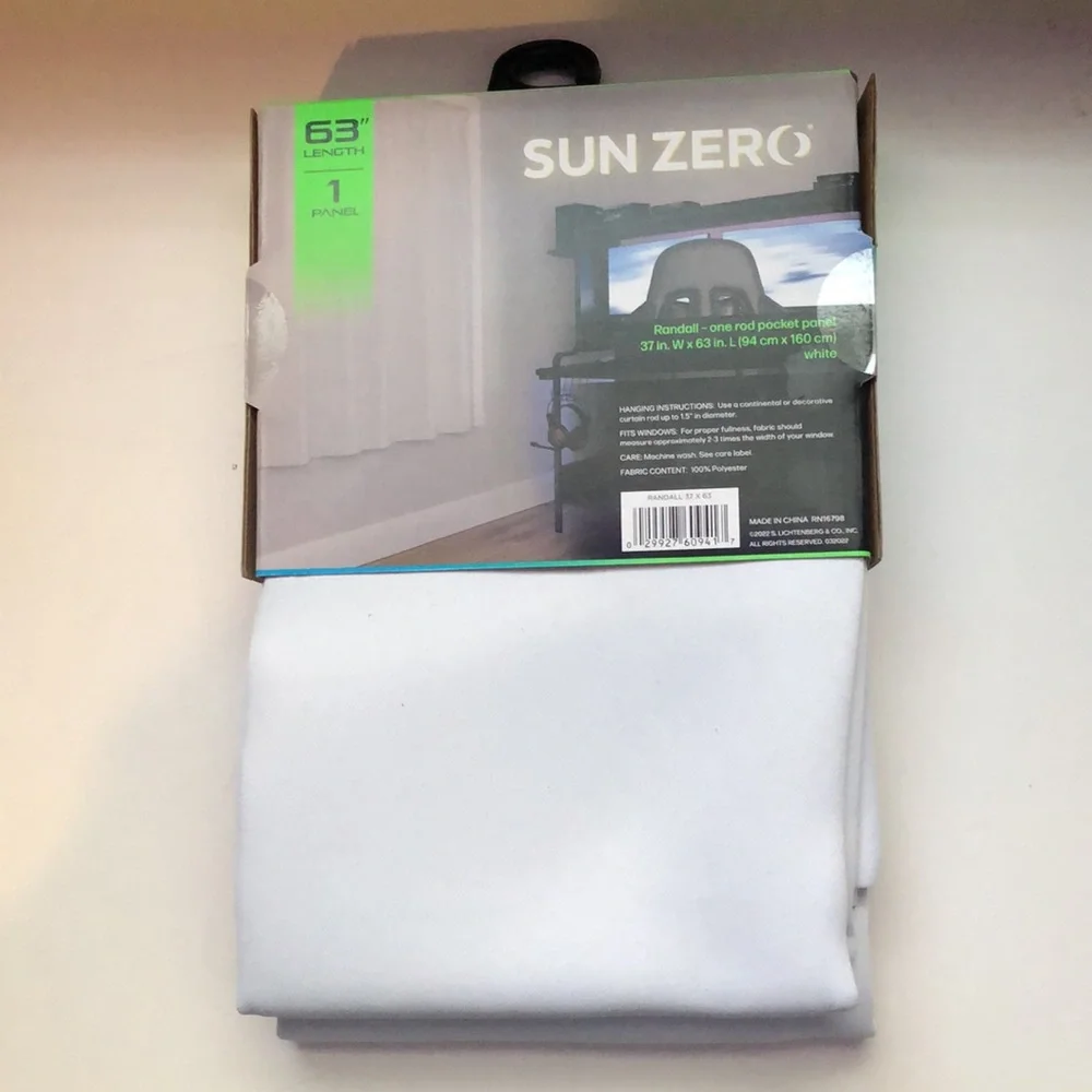 New Sun Zero White 63” Length Light Blocking Thermal Insulated Curtain Panel
